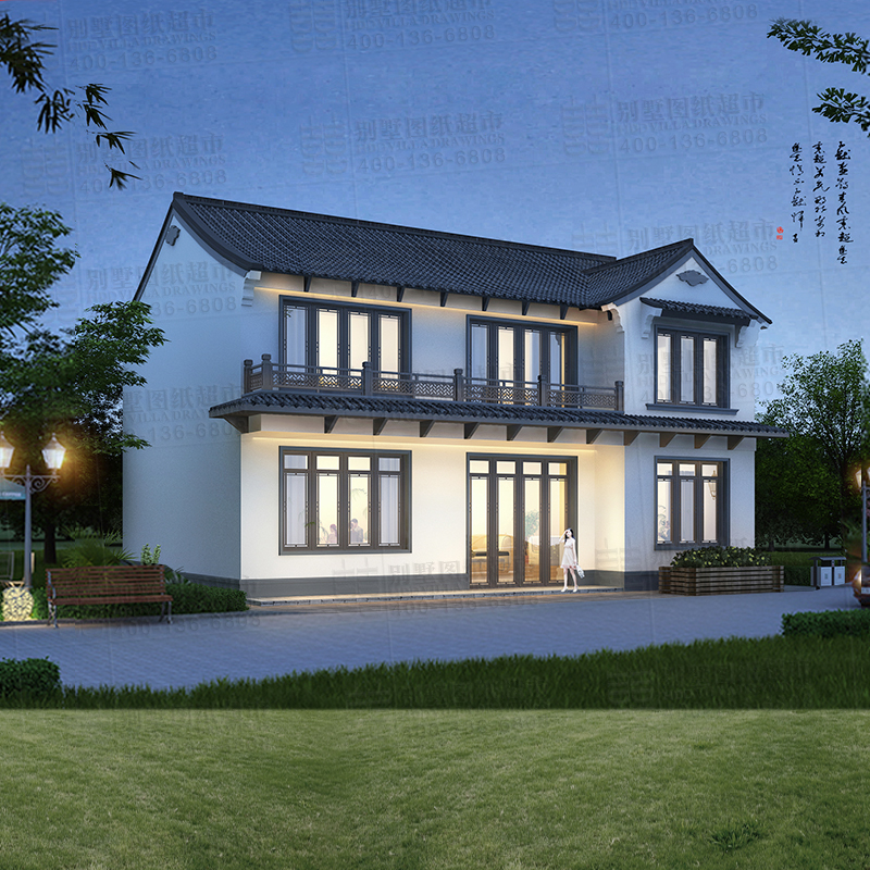 二层中式别墅设计图纸农村自建房带阳台